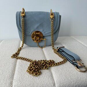 Love & Lore Blue Suede and Faux Leather Crossbody